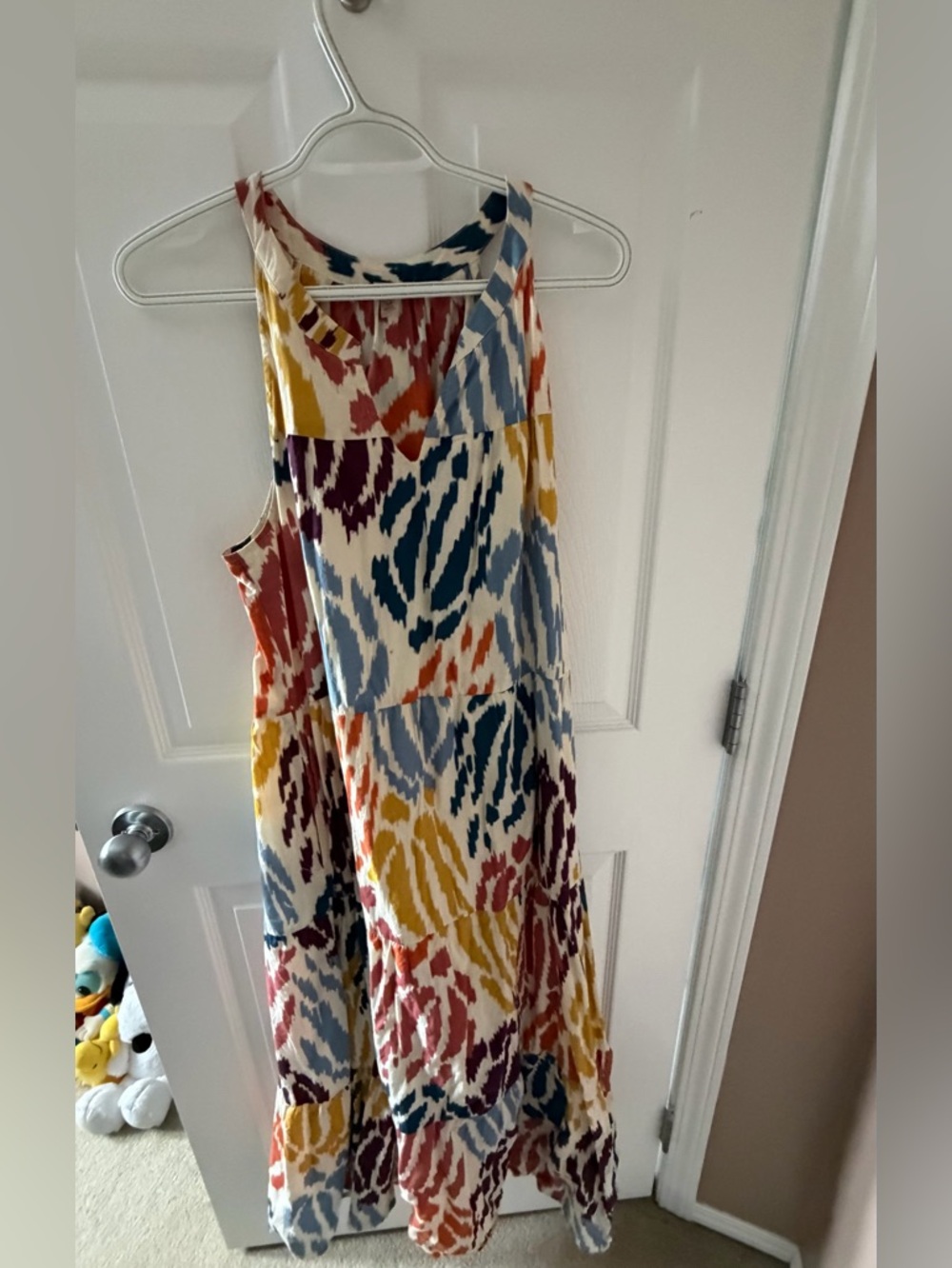 Multi-Color Abstract Print Sleeveless Maxi Dress